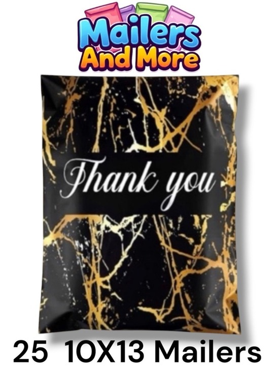 Mailers And More Other - 25 10X13 Poly Mailers Black Gold Veins Shipping Envelopes Bags PRICE IS FIRM